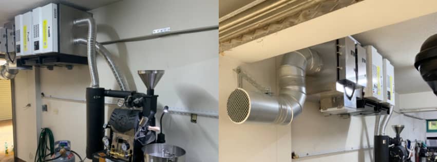 顧客安裝實例分享-烘豆機-靜電油煙處理機